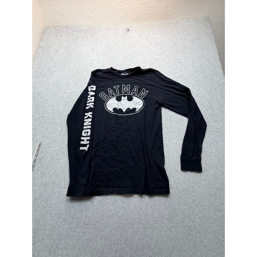 Batman The Dark Knight Long Sleeve Graphic Tee Black DC Comics Shirt Small